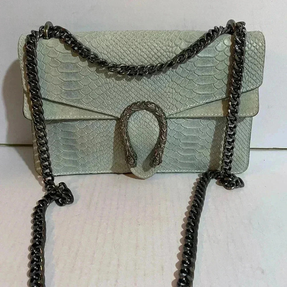 Handcrafted green blue leather suede satchel handbag - Picture 1 of 14